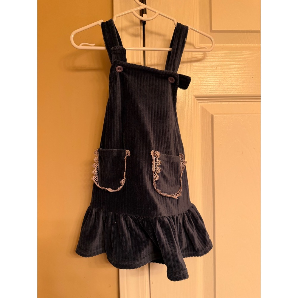 Girls 18 month navy blue overall dress.